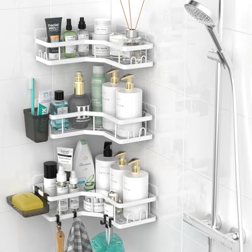 Corner Shower Caddy Bathroom Organizer Adhesive Shower Rack Bathtub Shelves