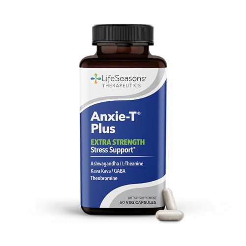 Anxie-T Plus - Extra Strength Stress Relief Supplement - Supports Mood & Mental Focus - Feel Calm and Relaxed - Eases Tension & Nervousness - Ashwagandha, Kava Kava, GABA & L-Theanine - 60 Capsules (60 Count)