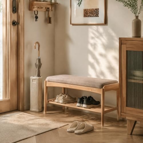 Oak Wood Shoe Bench