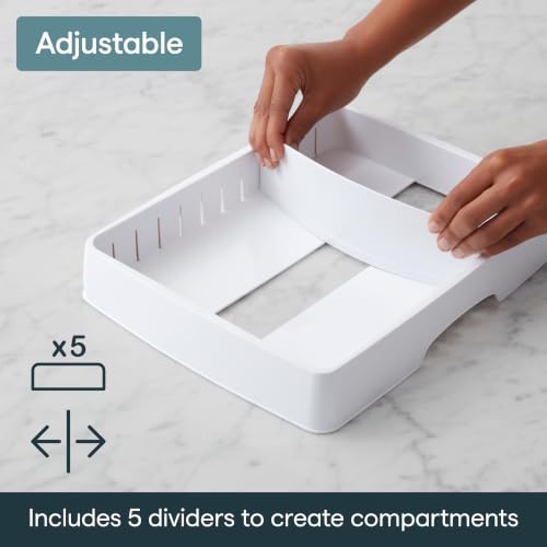 StoraLid Food Container Lid Organizer for Kitchen Cabinet Storage with 5 Adjustable Dividers