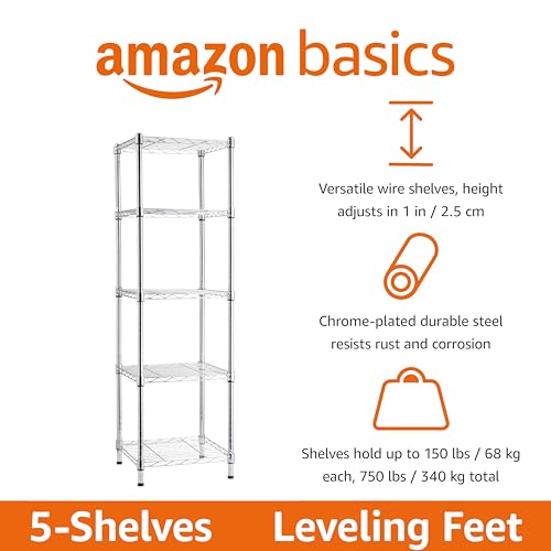5 Shelf Tower Adjustable Storage Shelving Unit