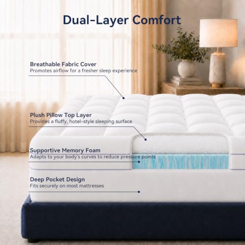 Full Size Dual Layer 3 Inch Memory Foam Mattress Topper