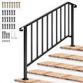 5 Step Railing 69"x36" Wrought Iron with Curved & Balusters Black