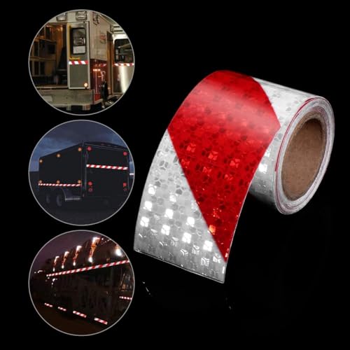 Reflective Tape Red and White 4 inch X 10 feet (10 Foot)