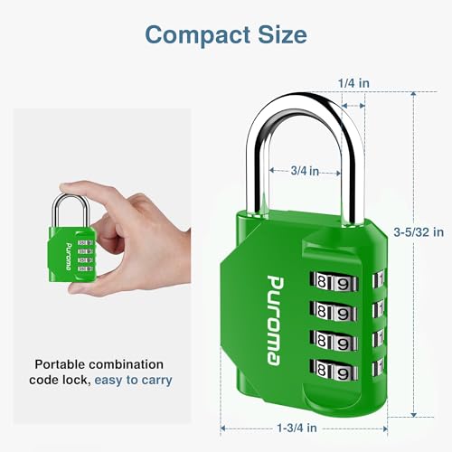2 Pack Combination Lock Locker 4 Digits Combo Padlock Gym Green (2 Count)