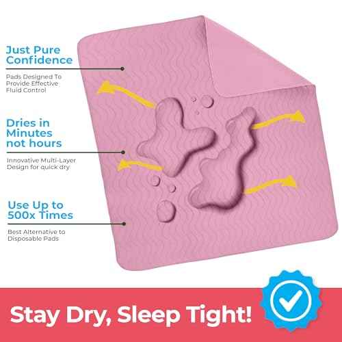 4 Pack Waterproof Reusable Heavy Absorbency Incontinence Bed Pads 34"x52" (4 Count)
