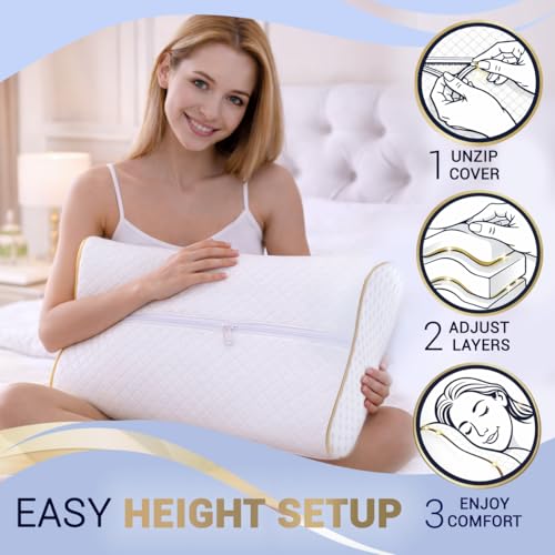 4-Layer King, Contour Pillow, Side Sleeper Pillow, Orthopedic, Neck Support, Neck Pain, Side Sleepers, CertiPUR-US