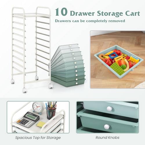 10 Drawer Rolling Storage Cart w
