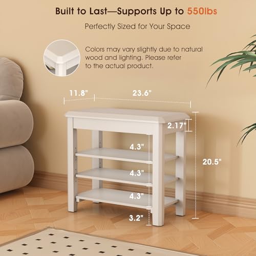 Shoe Rack Bench Seat Rubberwood 3