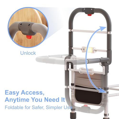 Bed Rails for Elderly Adults Safety Foldable Bed Assist Rail with Adjustable Height