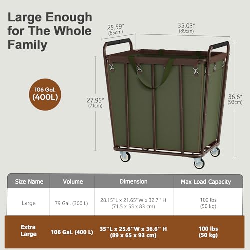 Large Laundry Cart with Wheels
