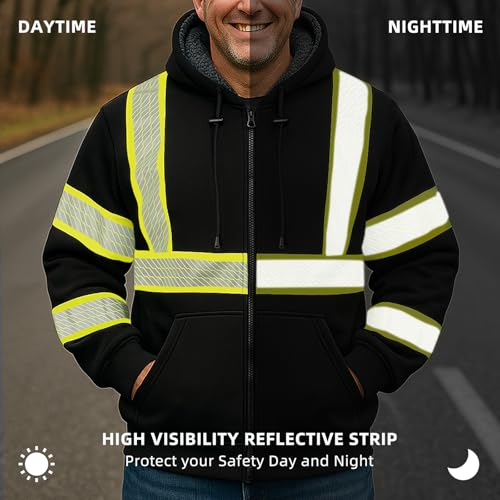 Hi Vis Hoodie Reflective Safety Jacket for Men