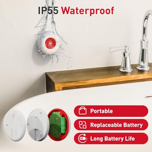 Wireless Caregiver Pager Hand Call Bell for Elderly Alert Buttons (5 Count)