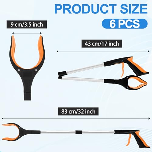 6 Pack 32 Inch Commercial Trash Grabber for Elderly Assist