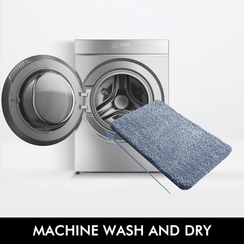 Dusty Blue Bathroom Rugs Soft Microfiber Bath Mat 20x30 Inch - Bel Marant