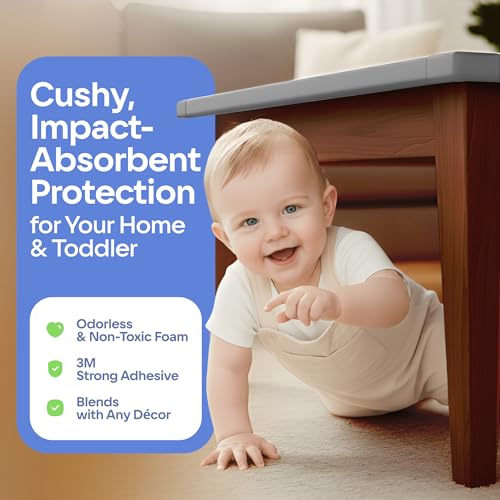 Baby Proof Corners 20.4ft and Edges with Furniture Corner & Edge Safety Bumpers (9 Count)