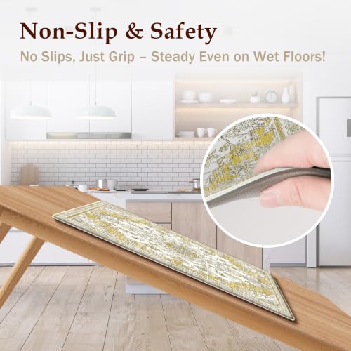 Boho Kitchen Mats for Floor 2PC Anti Fatigue Kitchen Rugs (2 Count)