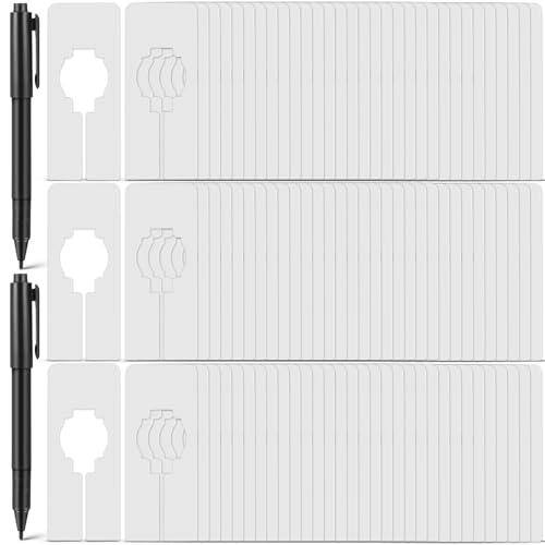 200 Pack Closet Rack Dividers Rectangular with Marker Pen White Clothing Hanger Dividers Writable and Reusable for Sorting Clothing Color Size (200 Count)