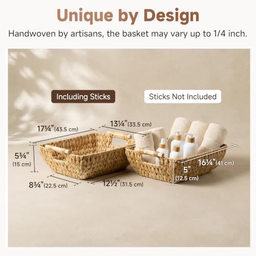 Hand Woven Storage Baskets with Wooden Handles (2 Count)