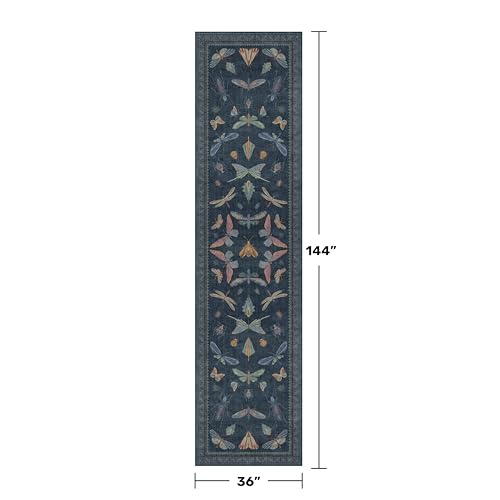 Dark Blue Vintage Hallway Runner Rug 3x12 (36 Sq Ft)