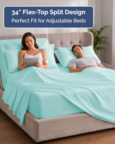 Extra Deep Flex Top Split Head King Sheet Set