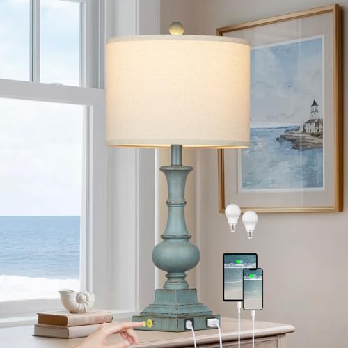 26" Tall Coastal Farmhouse Lamp for Living Room (2 Count)
