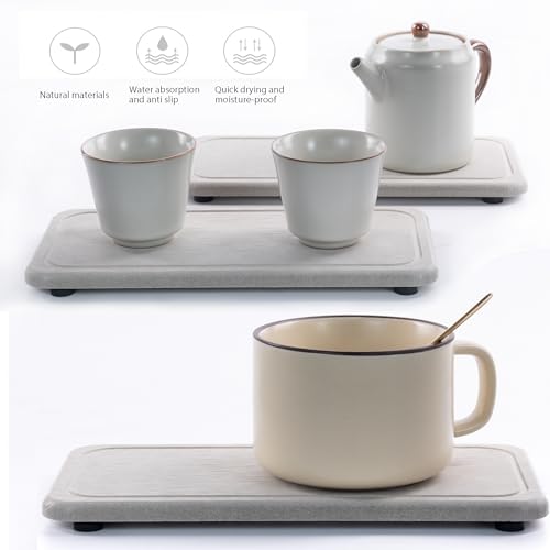 2Pcs Water Absorbent Diatomite Coasters Bathroom Sink Stone Trays (2 Count)