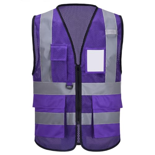 Purple Safety Vest with Reflective Strips