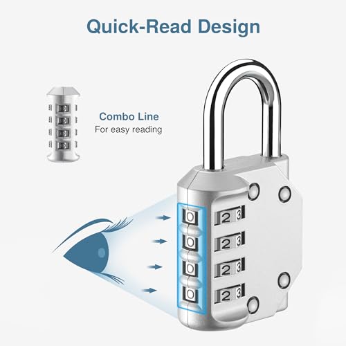 1 Pack Combination Lock Locker 4 Digits Combo Padlock Gym Silver