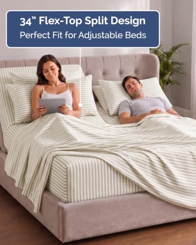 Extra Deep Flex Top Split Head King Sheet Set
