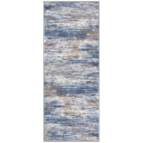 Kitchen Runner Rug for Hallway Modern Runner Rug 2x5 Blue Rust