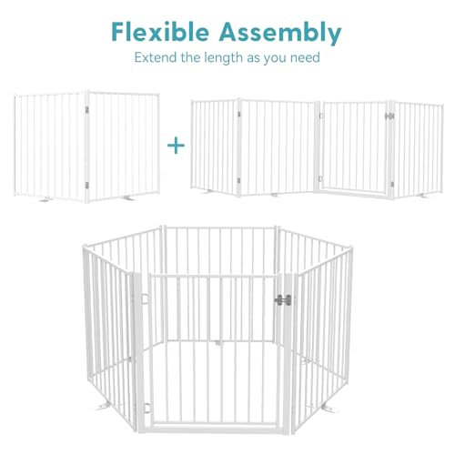 Freestanding Dog Gate with Door for Indoor & Outdoor