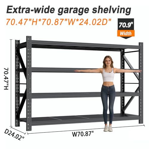 2 Sets Garage Shelving 70.87" Wide Heavy Duty Storage Shelves Units