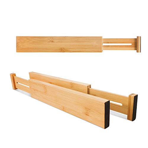 6 Pack Adjustable Bamboo Drawer Dividers (6 Count)