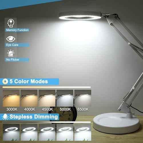 12X Magnifying Glass with Light and Stand