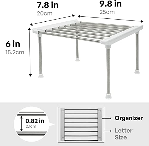 Set of 2 Stackable Cabinet Organizer Shelf 9.8 x 7.8 x 6.1 White (2 Count)