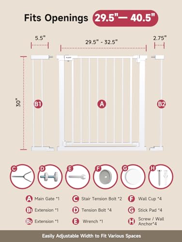29.5 40.5" Baby Gate for Stairs