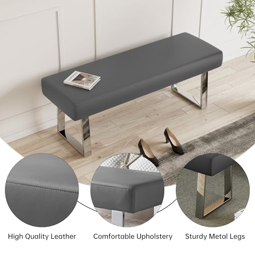 45.3" PU Leather Corner Bench Footstool with Heavy Duty Metal Legs