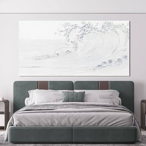 Landscape Coastal Wall Art Decor Large Canvas White Wave Wall Art 29" x 58"