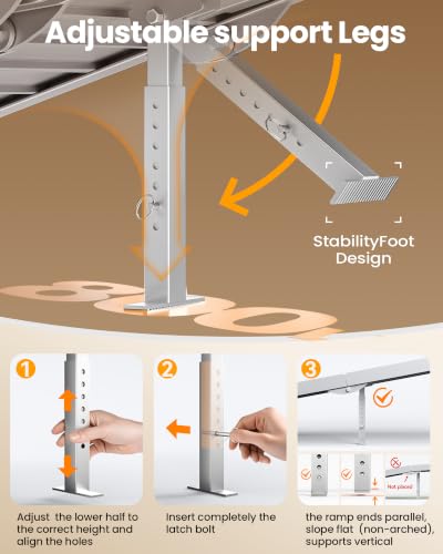 6FT Aluminum Ramp for Wheelchair for Home Steps with Support Legs