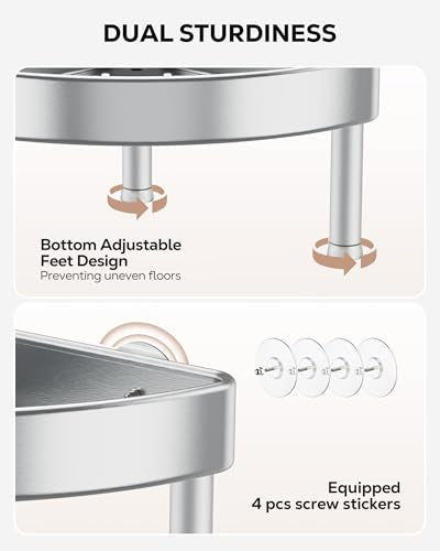 5 Tier Aluminum Corner Shower Caddy Standing (5 Count)