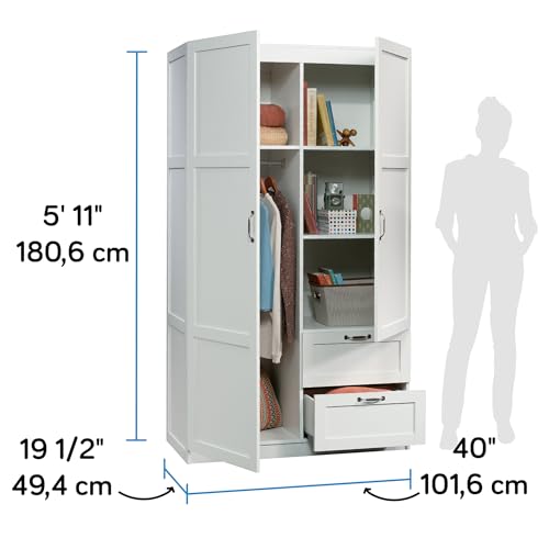 Select Multipurpose Bedroom Armoire Wardrobe Closet Pantry Storage Cabinet with Storage Drawers and Hanging Rail