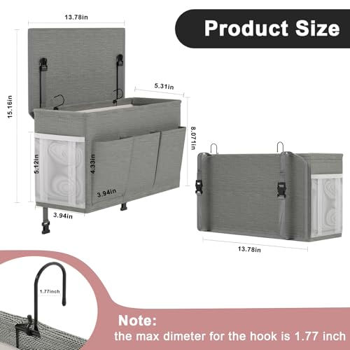 Bedside Caddy Storage Organizer for Bed Rails