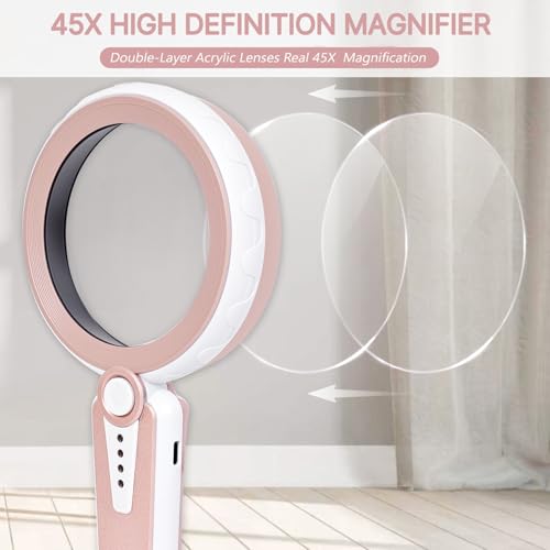 45X Magnifying Glass with Light for Reading