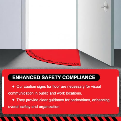 1 Pack Door Swing Caution Floor Sign for Safety Warning Door Swing Area Keep Area Clear Floor Signs Vinyl Non Slip Surface