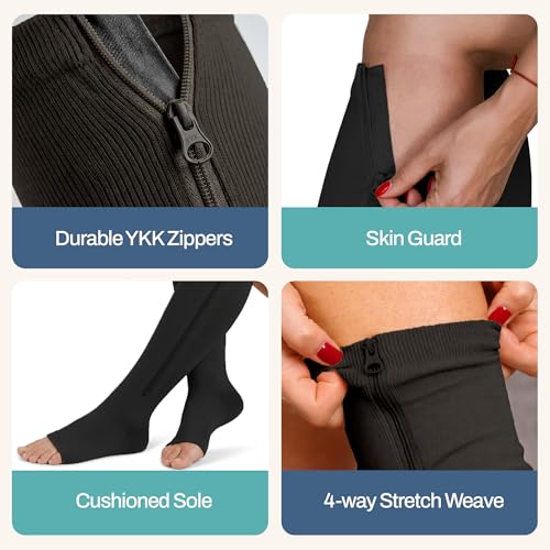 Open Toe Zipper Compression Socks for Men & Women
