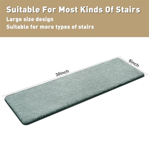 Ultra Plush Carpet Stair Treads 8 x 30 Inch Light Gray 7 Pcs (11.67 Sq Ft)