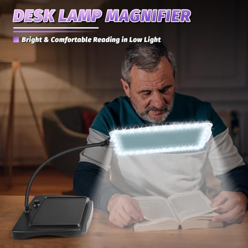 Large 5X Rechargeable Magnifying Glass with Light and Stand