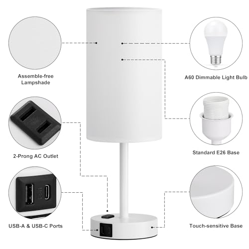 White Nightstand Bedroom Lamp