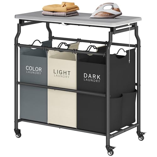 3 Section Laundry Sorter with Iorning Board